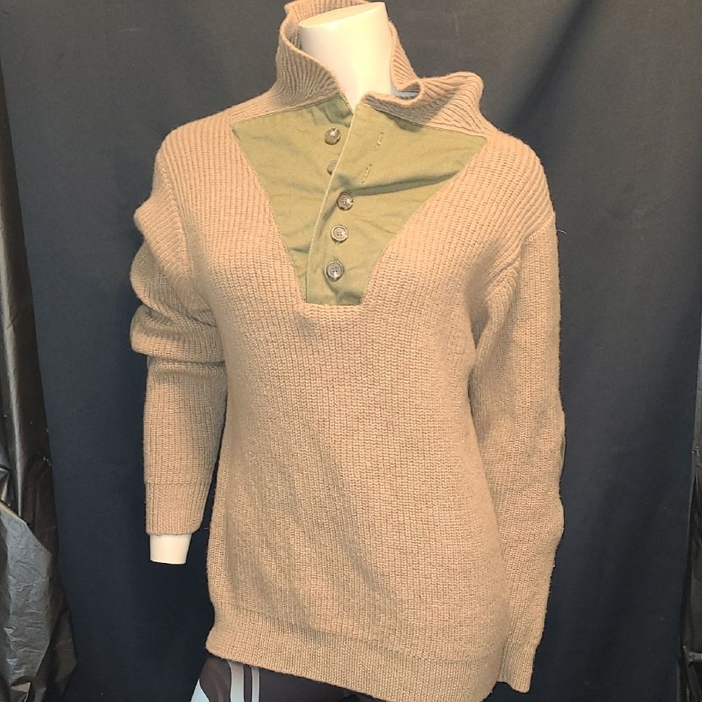 Vintage National Geographic Knit Sweater Patches Wool Pullover Cowl Neck Med